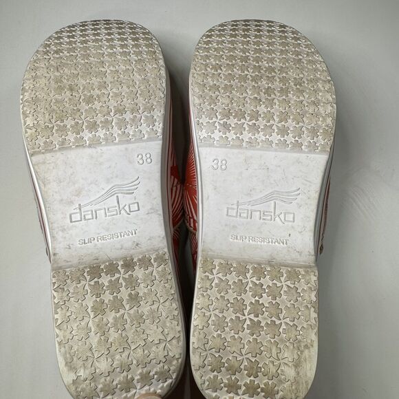 Dansko Vegan Volley Chino Palm Women EU 38 US 7.5-8 Red Canvas Slip On Clogs EUC - Picture 10 of 13